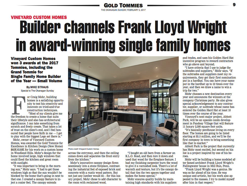 GoldTommies CraigMohr Builder Channels Frank Lloyd Wright in Award Winning Single Family Homes